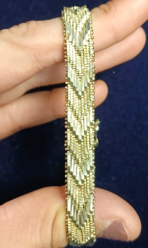 Solid 925 Sterling Silver Weave Design Bracelet With Push Lock Clasp