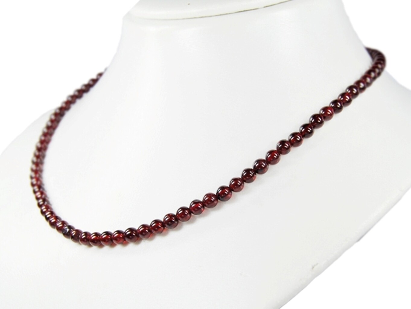 Chain necklace gemstones garnet in ball shape ø-4mm 925 silver clasp