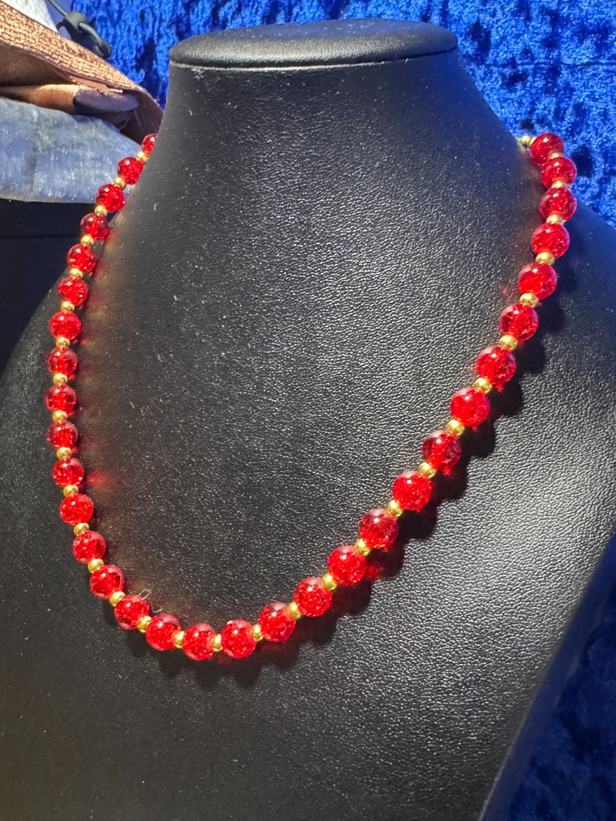 Tennis Necklace, Bracelet, Purple or Red 8mm Round Crystal Glass Beads 16.5″ +