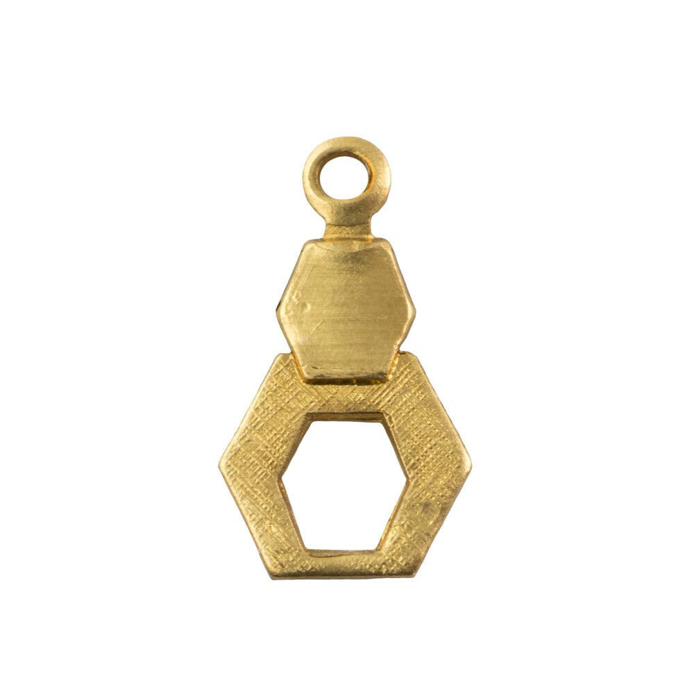 1 Loop Raw Brass Double Hexagon Shape Drop Pendant 12.5×7.0mm (10) mtl523A