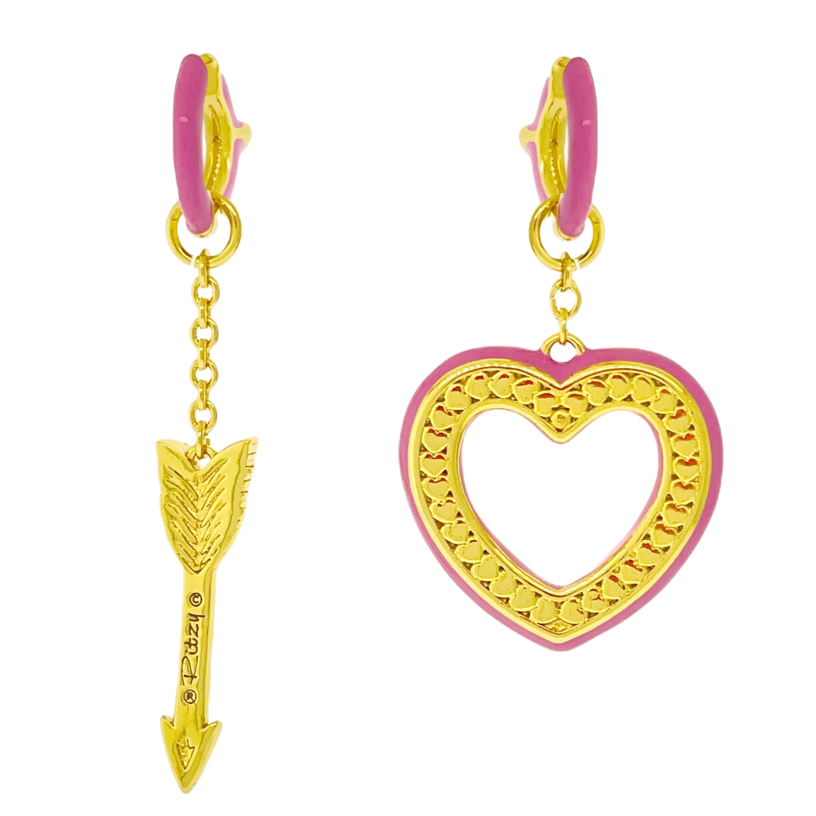 Hearts and Arrows Love Rainbow Earrings by Ritzy Couture DeLuxe 18k Gold Plating