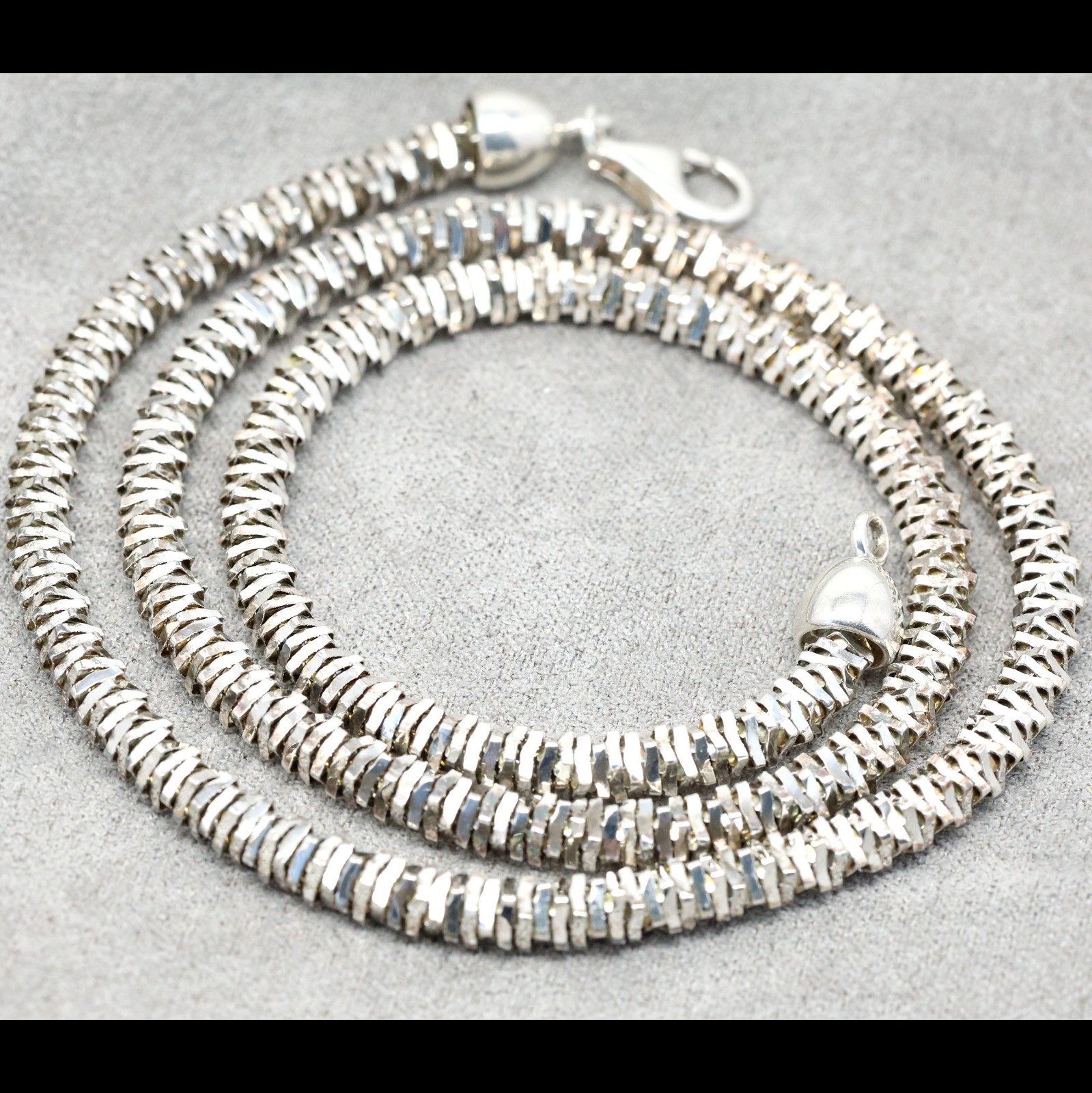 Milor Italy 925 sterling silver faceted beads chain necklace 20in 32grams