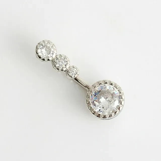 Round Lab Created Diamond Women’s Gorgeous Gift Belly Ring 14K White Gold Plated