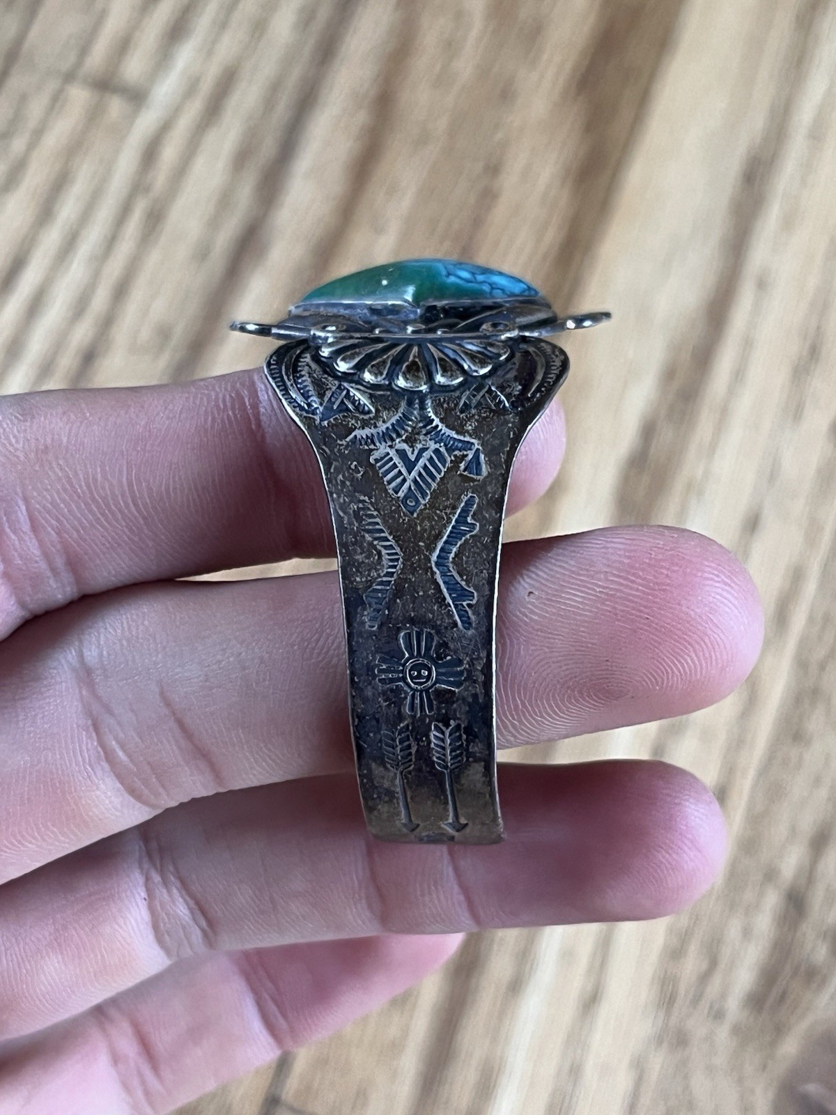 Vintage Maisels Fred Harvey Style Cuff Turquoise Sterling Silver Navajo