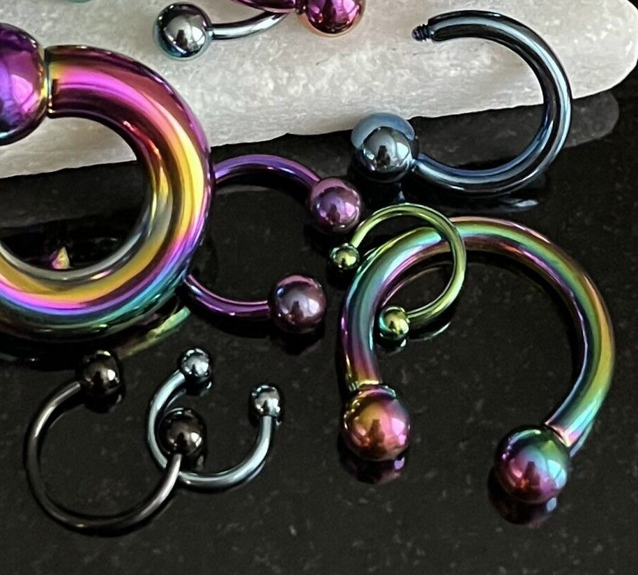 1pc Titanium Anodized Circular Barbell Horseshoe Septum, Eyebrow, Nipple Ring