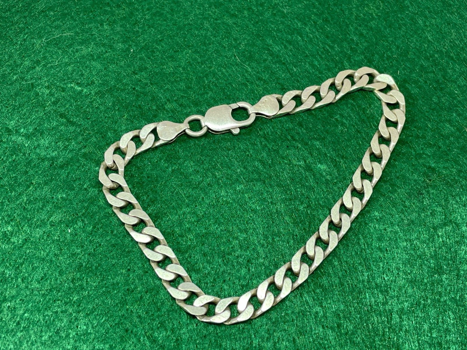 SOLID STERLING SILVER CURB LINK BRACELET 15.8G VINTAGE 22CM 22 CM 925 USED