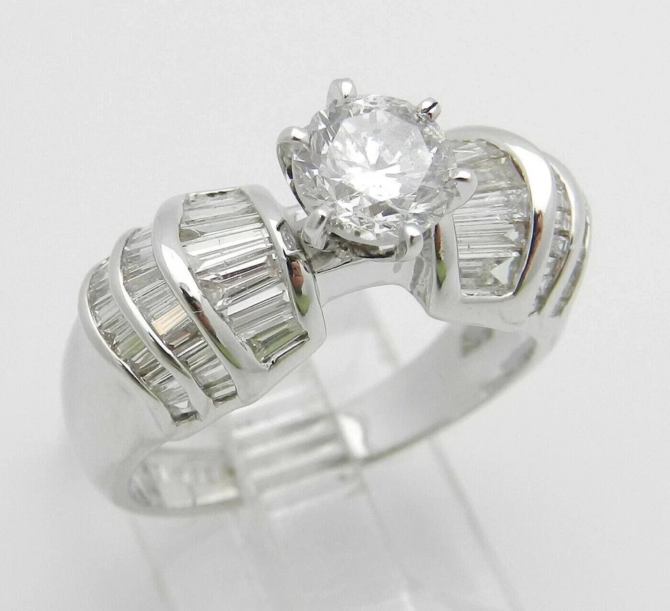 3Ct Round Cut Lab Created Diamond Engagement Wedding Ring 14K White Gold Finish