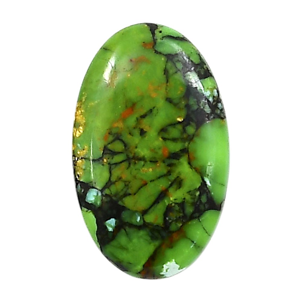 Green Matrix Turquoise 14.2×23.1×4.3 mm Oval Shape Polished Gemstone LS79-05030