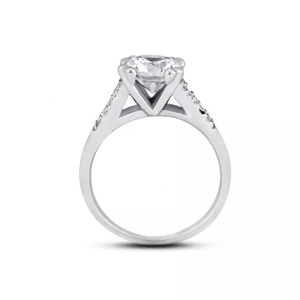 Side Stone Engagement Ring Solid 14K Gold 2.53 CT Round Lab-Grown Diamond J SI2