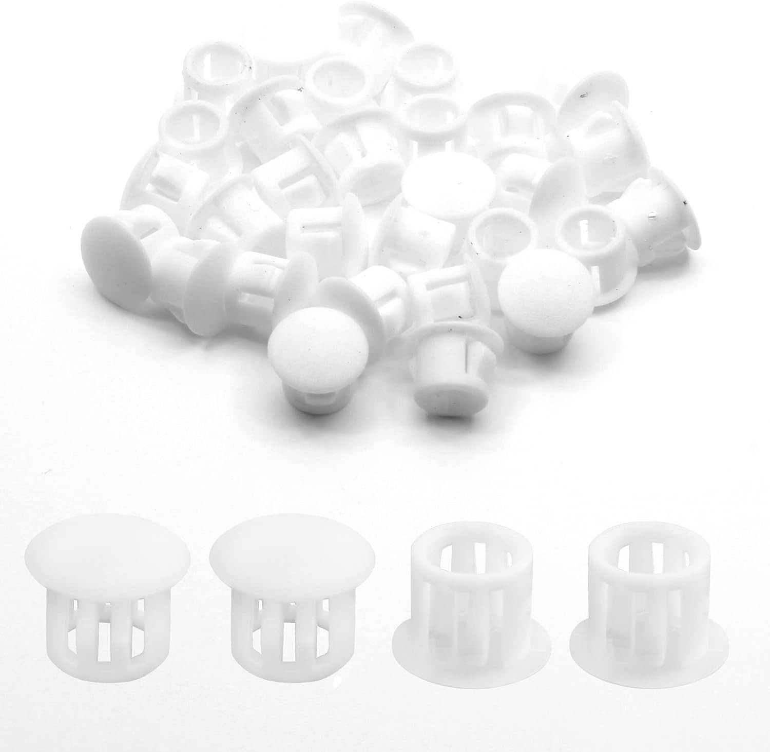 Plastic Hole Plugs, 10mm 3/8″, White, 30PCS | Flush Type, Snap in Locking, Fu…