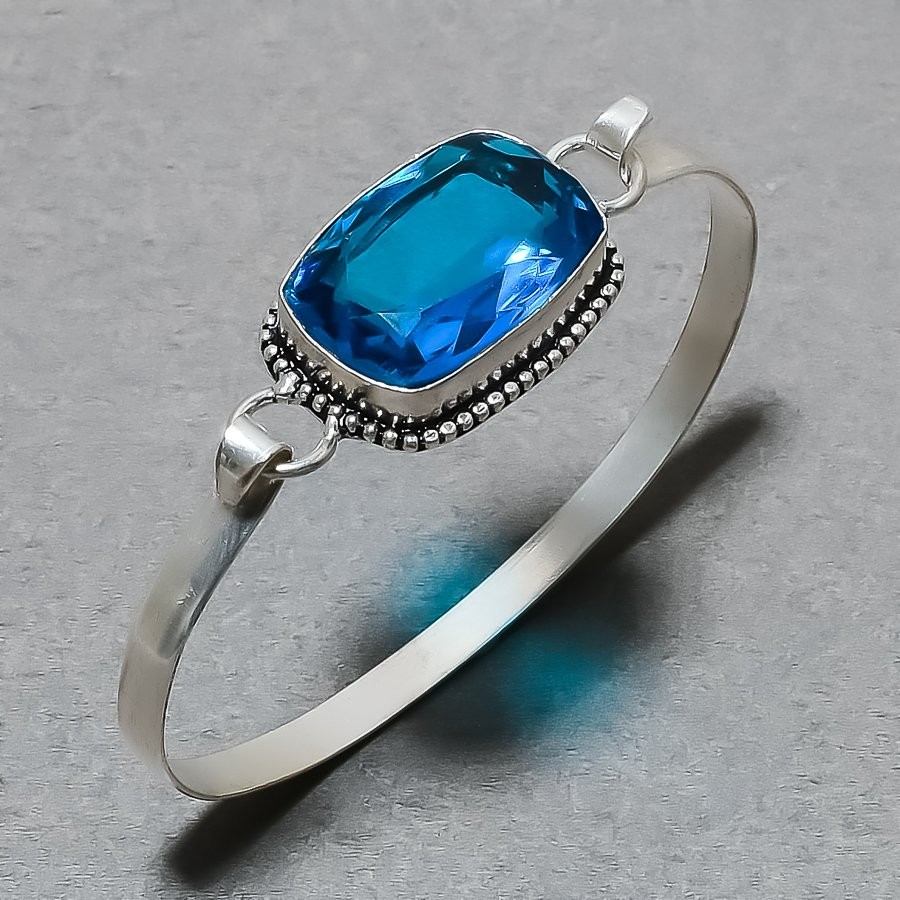 Indicolite Tourmaline Gemstone Adjustable Bangle Handmade Awesome Jewelry BR 359