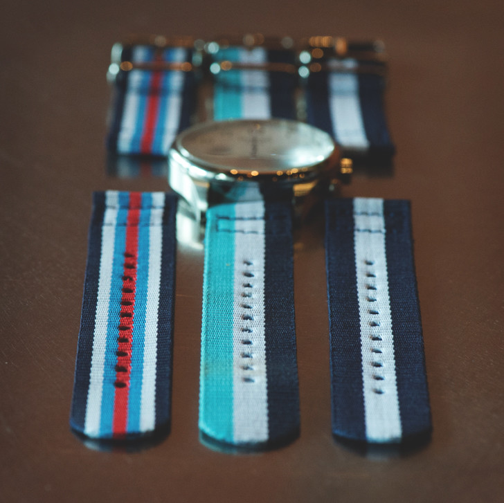 2-Piece Classic Striped Military Nylon Replacement Watch Band Strap