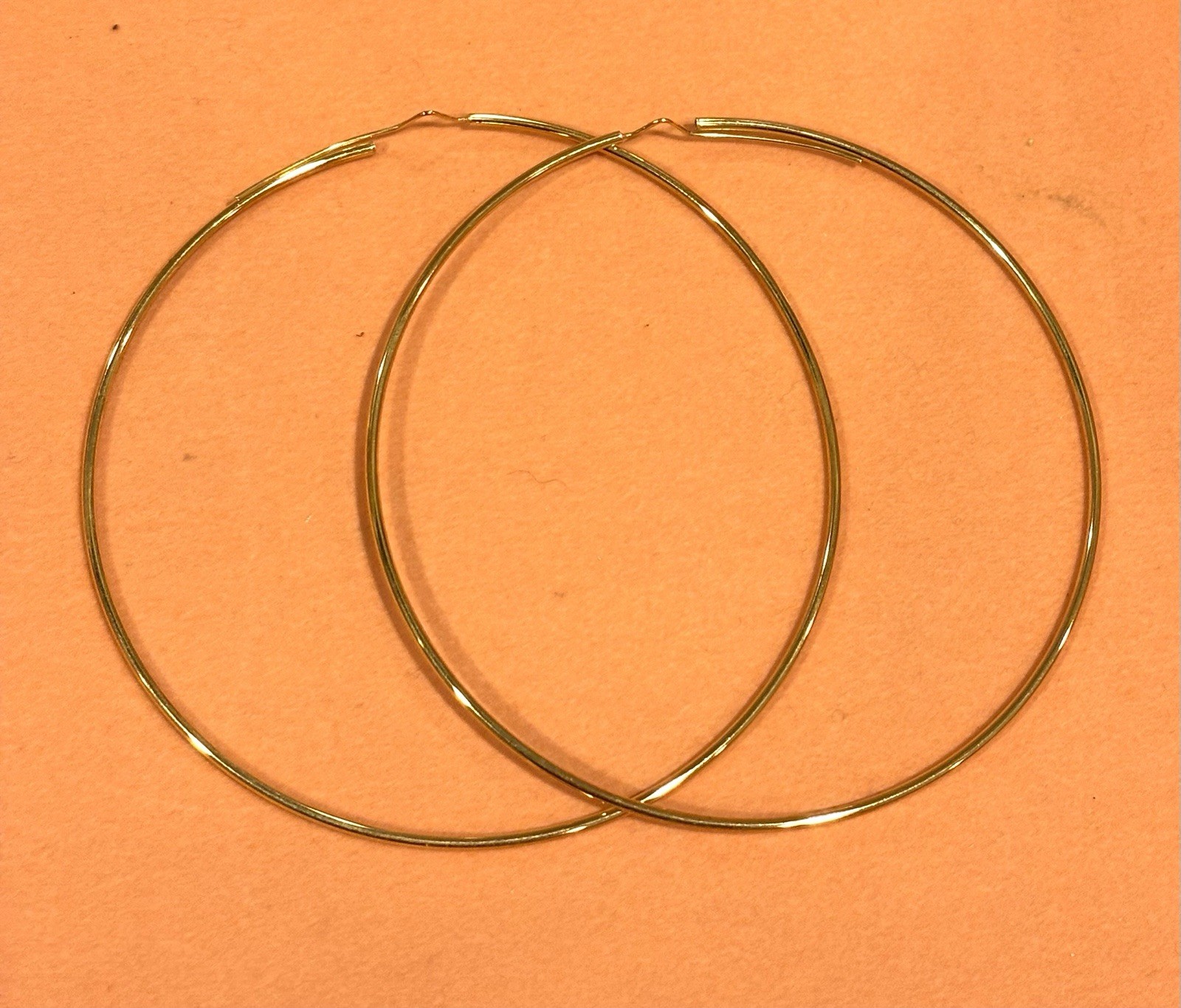 4” Inches Large Shiny Endless Hoop Earrings REAL 14K Yellow Solid Gold