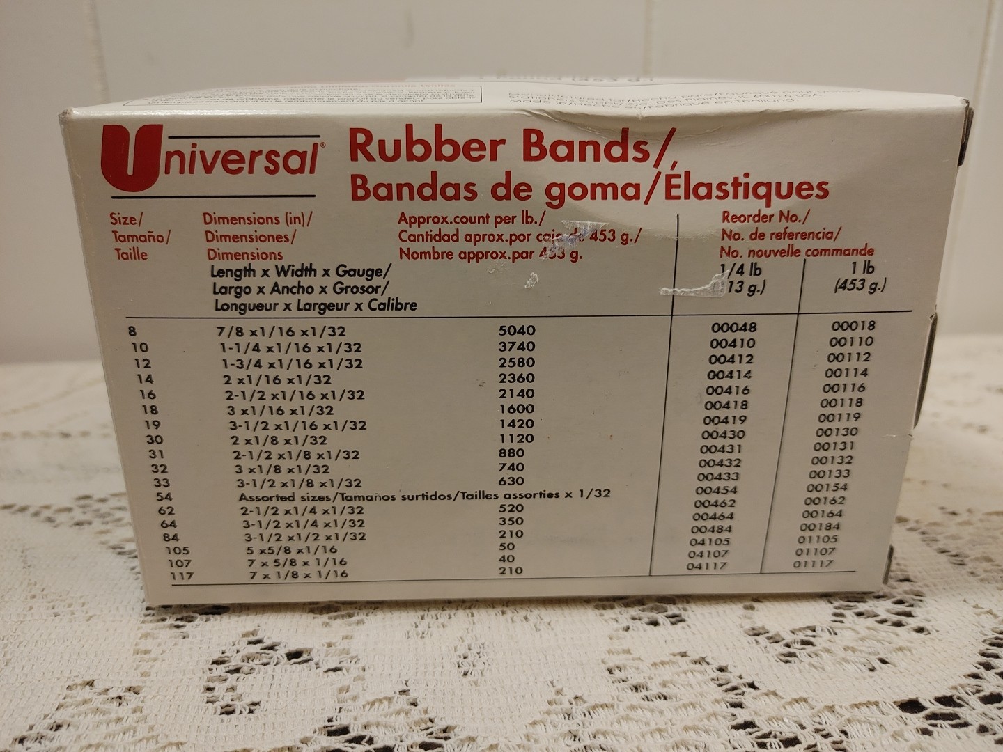 2 Universal 00184 Rubber Bands, Size 84, 3-1/2 x 1/2, 155 Bands/1lb Pack