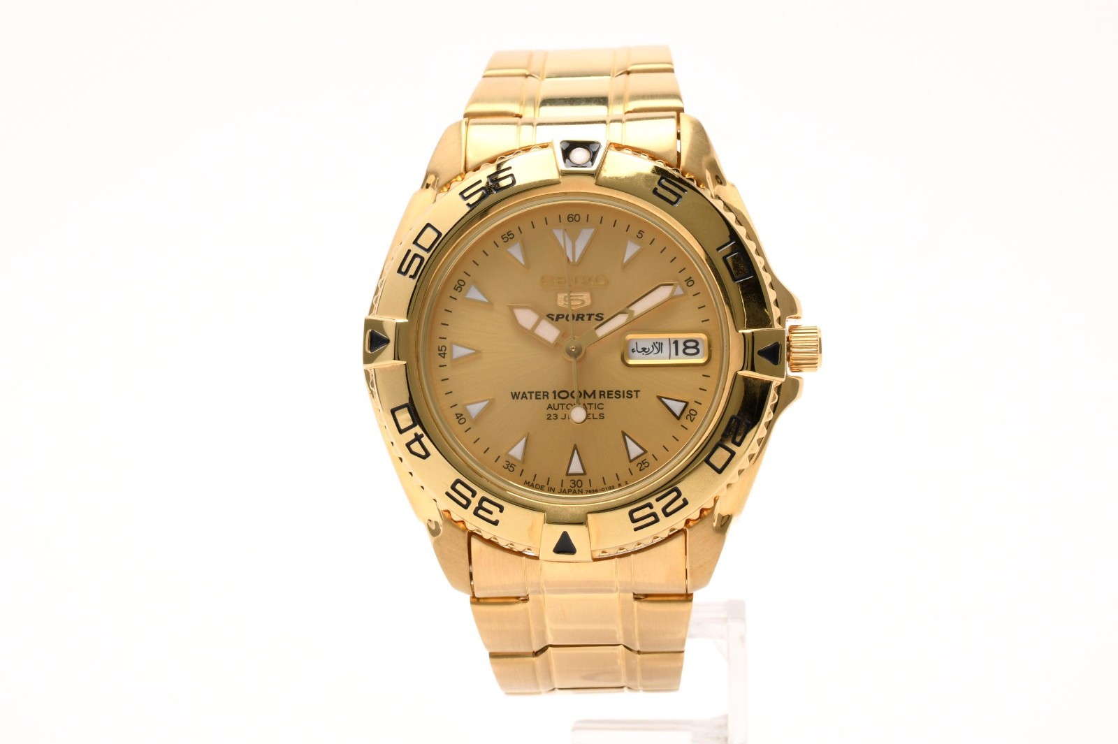 Seiko 5 Sports Gold Dial Automatic 7S36-00Y0 40mm Day-Date Men’s [Near Mint]