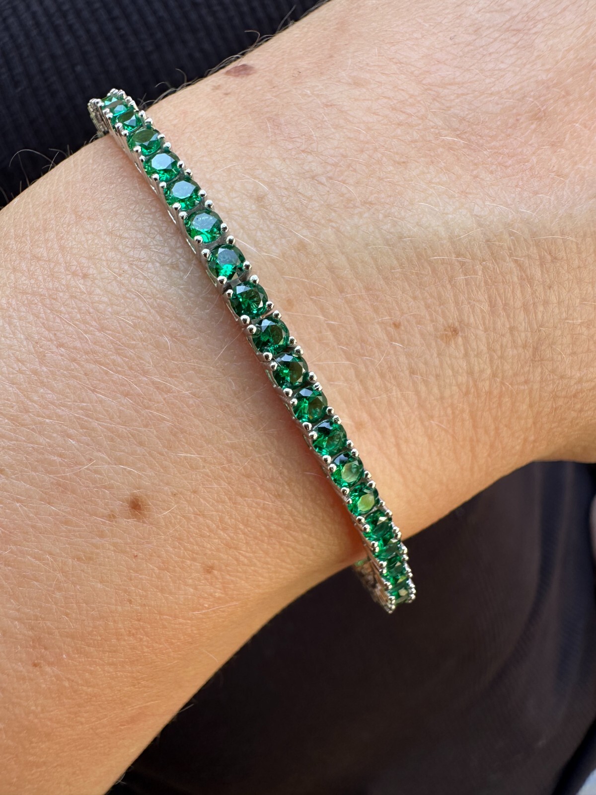 3mm Green CZ Tennis Bracelet Real Iced 925 Sterling Silver Mens Ladies 6-8.5″