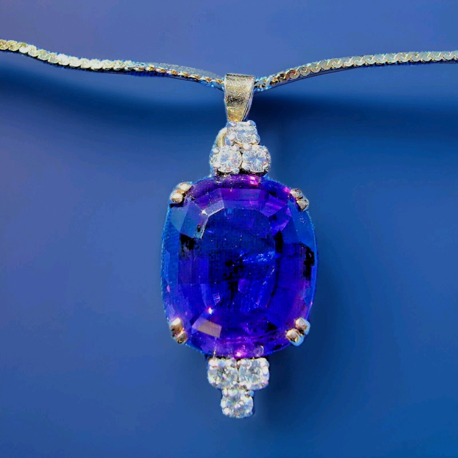 Original EARTH MINED AMETHYST DIAMOND Deco Style Necklaces SOLID 14K GOLD 20″ in