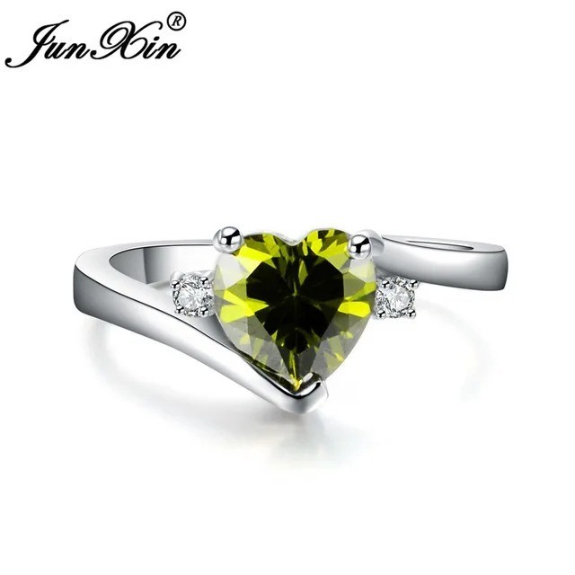 Elegant Heart Silver Filled Women Wedding Ring Birthstone Ring Sz 6-11