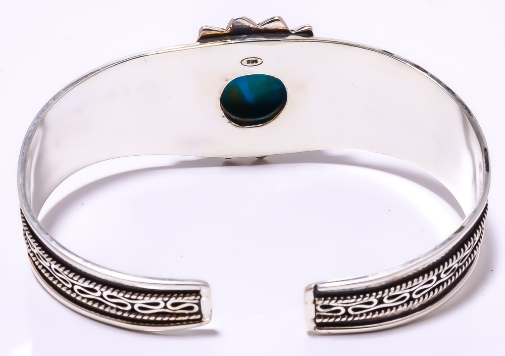 Magnesite Turquoise Gemstone 925 Sterling Silver Handmade Jewelry Cuff Adst. T73