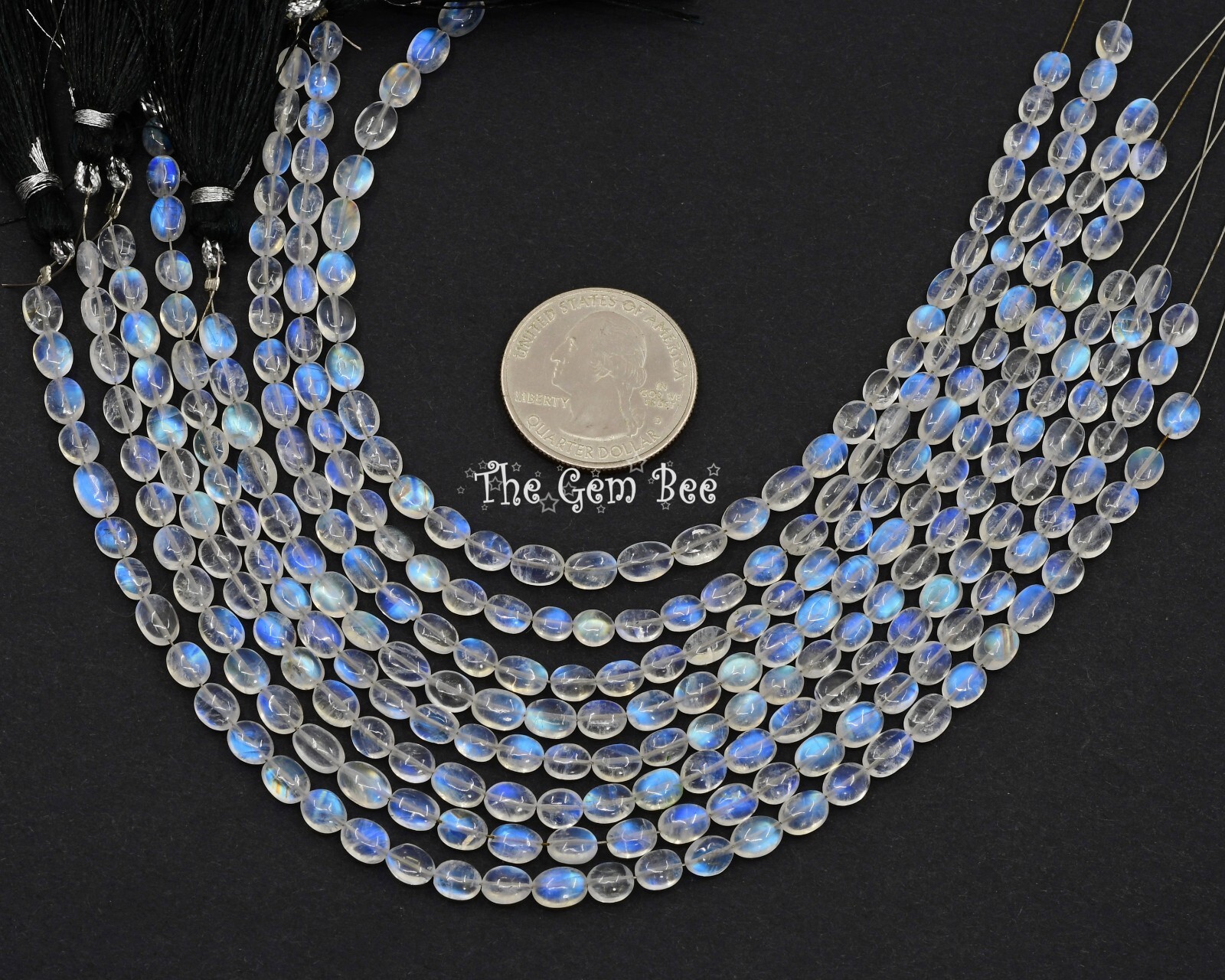 20CT Fine Rainbow Moonstone Smooth Oval Nugget Beads 8 inch strand