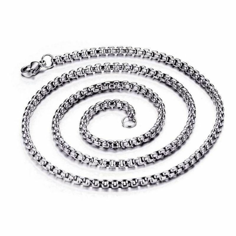 Men&Women’s 18K White Gold Filled 28 inch 3 mm wide Round Box Chain Necklace B5K