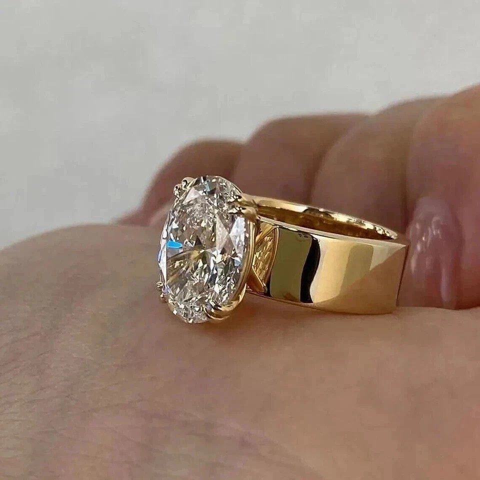 3.00 Ct Oval Cut IGI Certified Lab Grown Diamond Solitaire Ring 14k Yellow Gold
