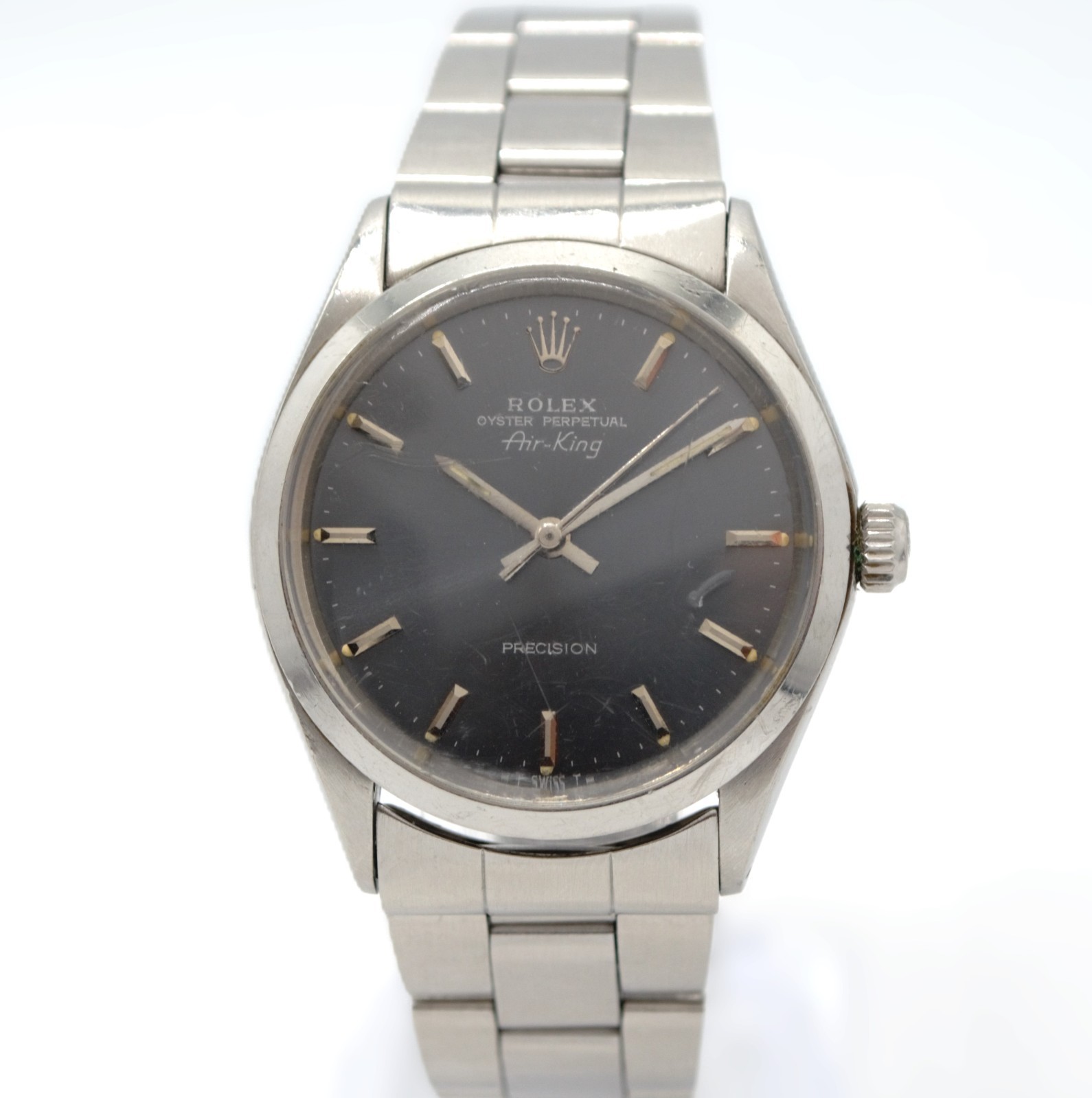 Vintage Rolex Air-King Precision Steel Pale Violet Sunburst Dial 34mm Ref. 5500