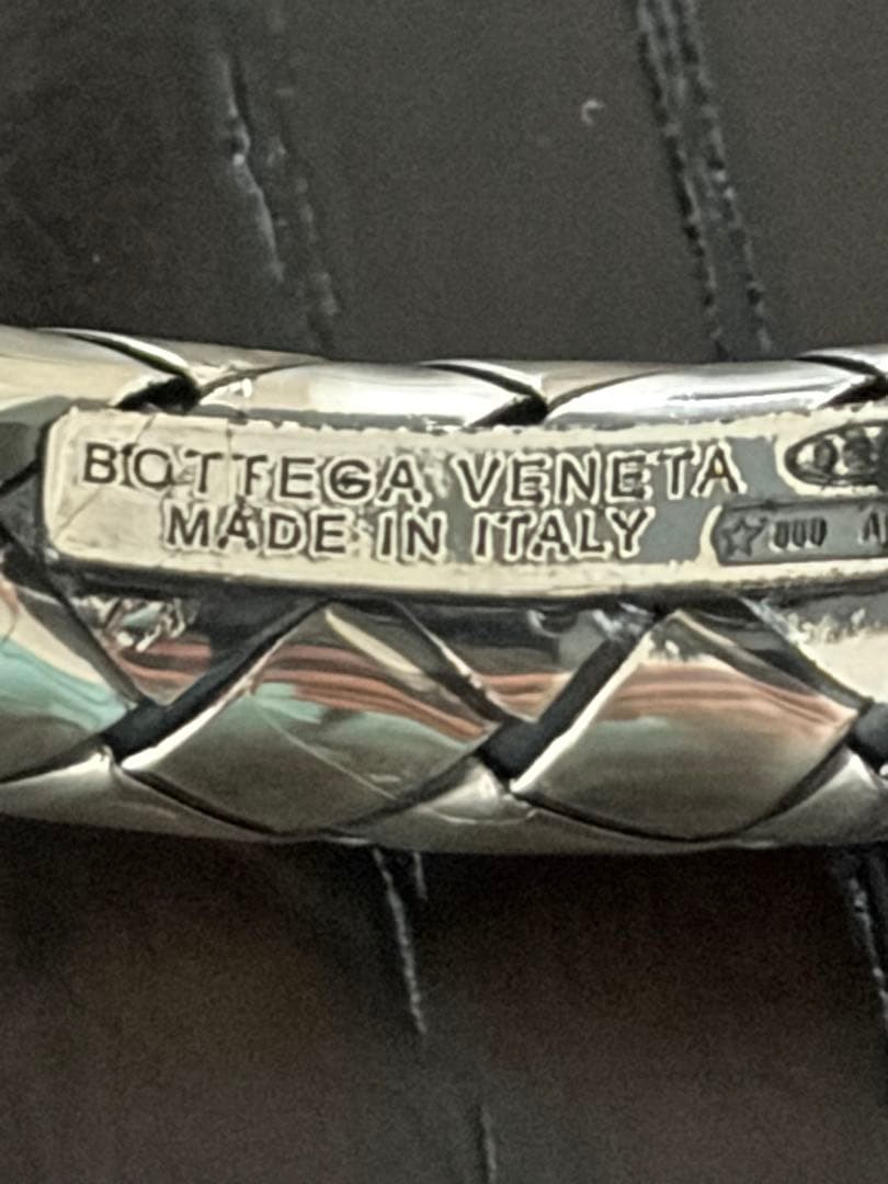 Bottega Veneta Intrecciato Silver Leather Pendant Necklace Brown 46cm