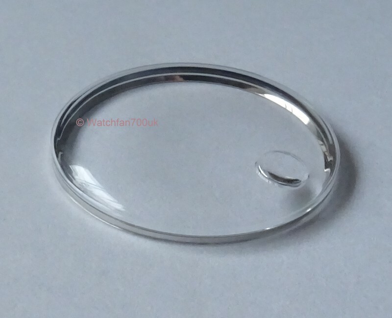 Domed Acrylic Crystal With Chrome Ring + Date Window 28mm to 33.5mm