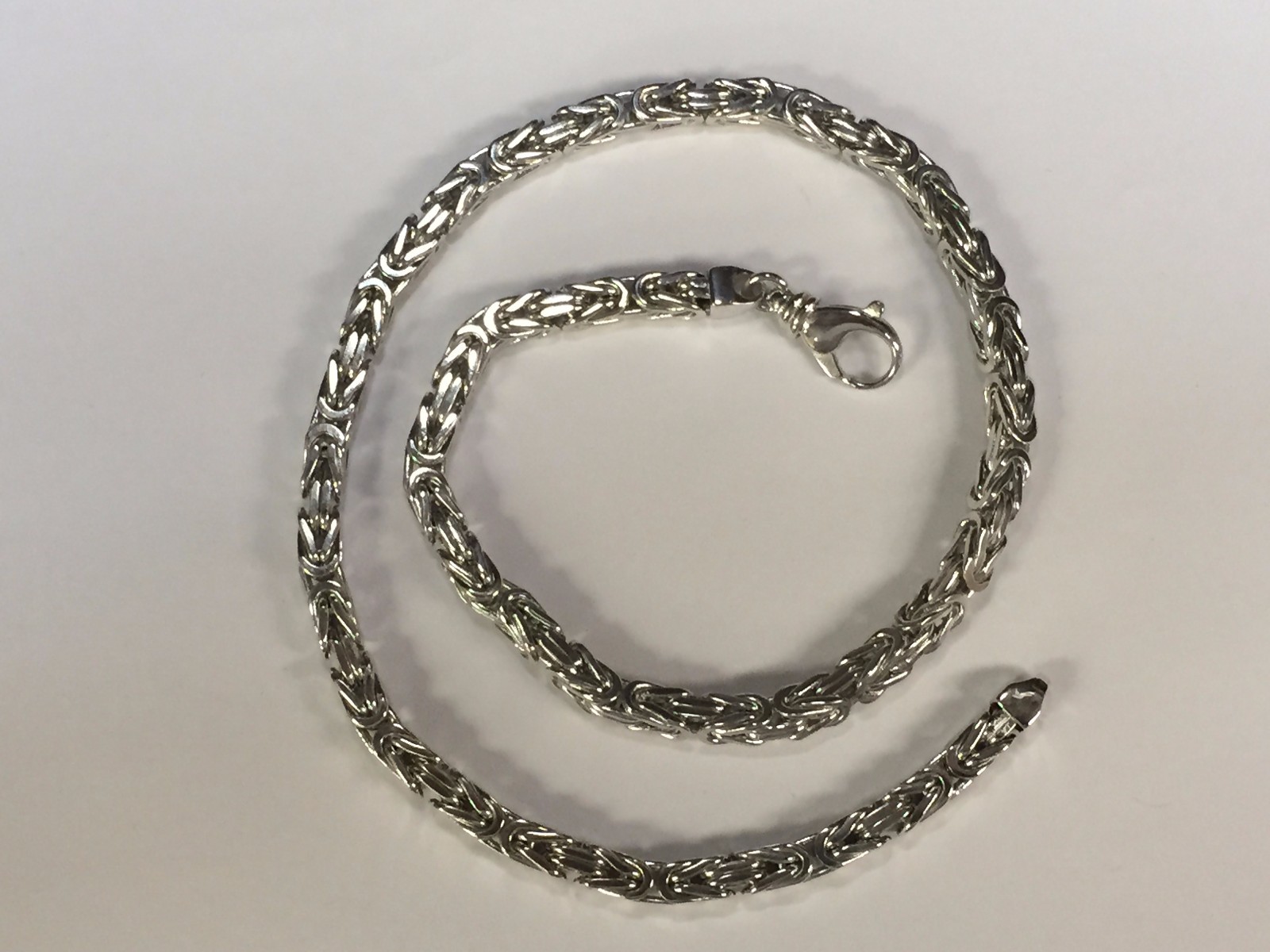 14k White Gold 24″ Mens Solid Byzantine Square Super 4mm 70grams Chain/necklace