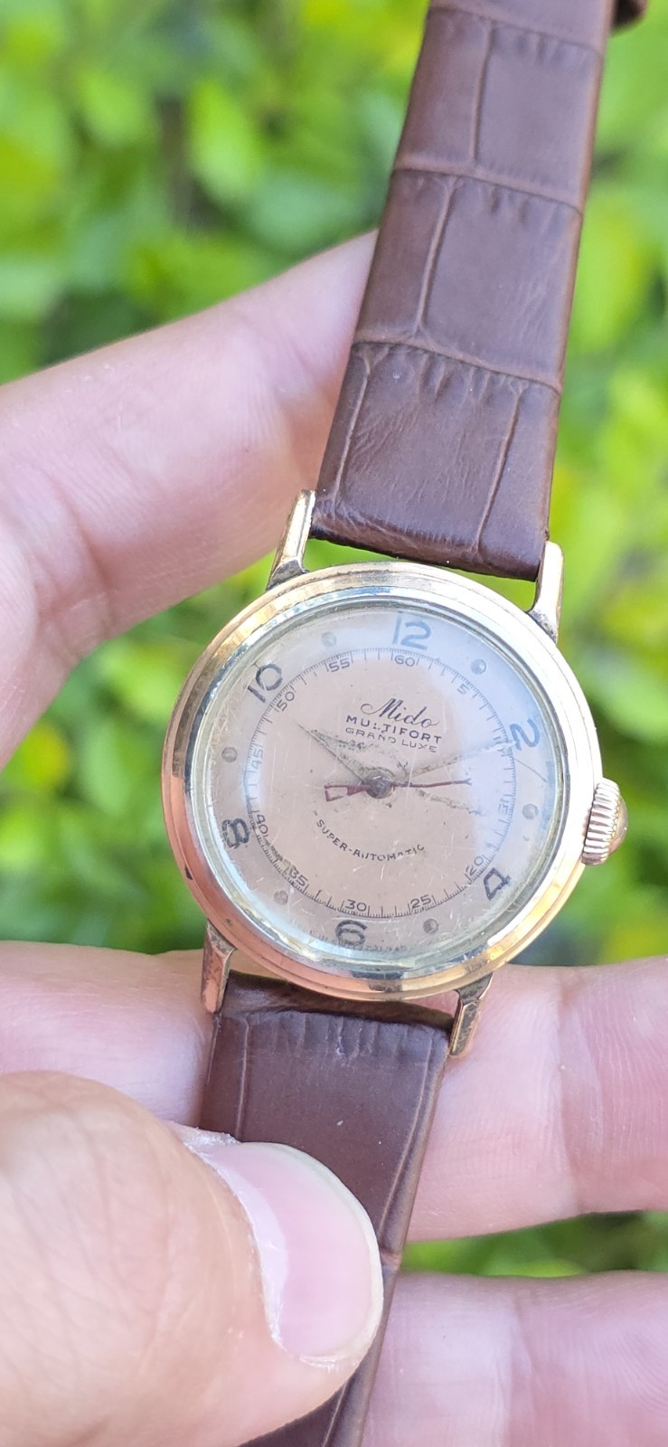 Vintage Mido Multifort Automatic Bumper 29mm Salmon Dial Military Watch Cal 817