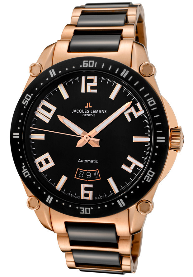 Jacques Lemans Geneve GU333E Ceramic Men’s SWISS MADE Automatic Watch $1895 NEW