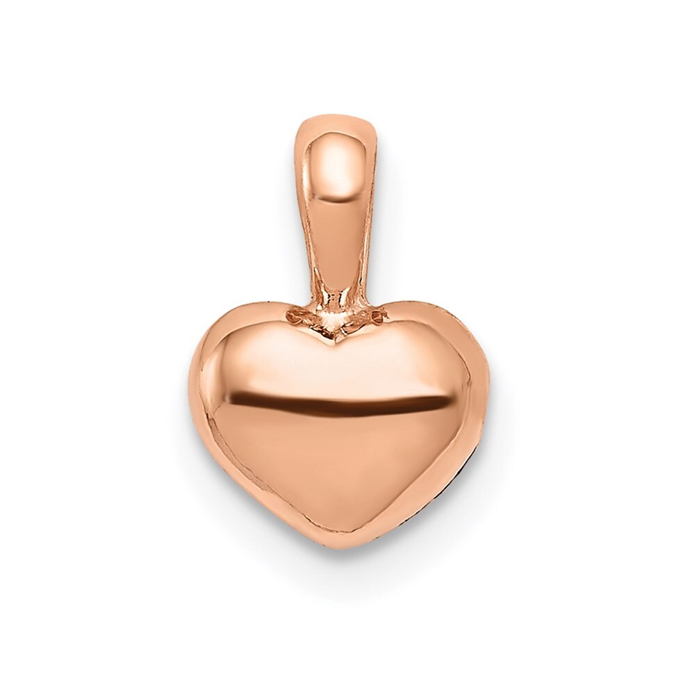 14k Rose Gold Polished Domed Heart Charm Pendant 0.59gm L-14.7mm, W-7.25mm