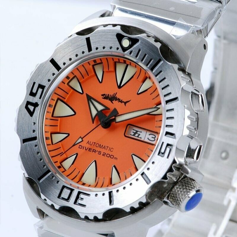 Heimdallr Sharkey Ocean Monster NH36A Day Date Automatic 200m Dive Watch C3 316L