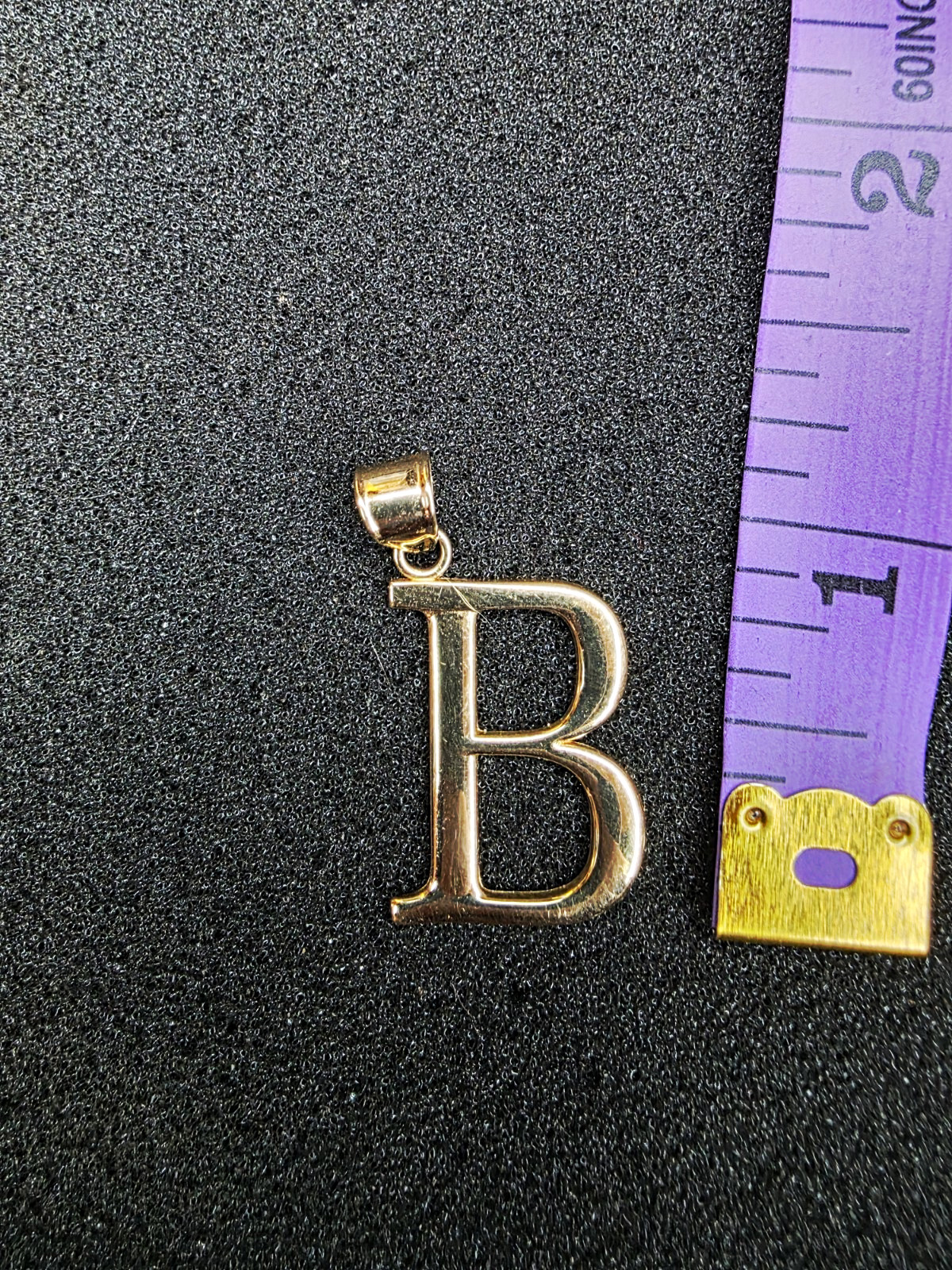 14K Yellow Gold Letter B Initial Pendant Charm w/ Bail Signed JM