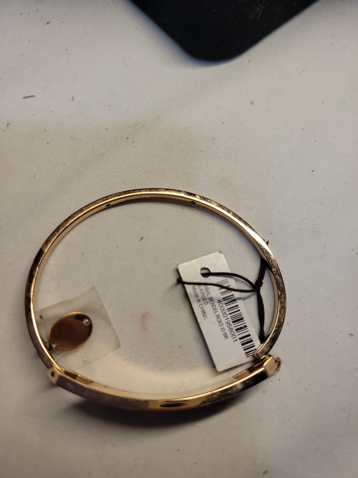 Henri Bendel Black Pave Rhinestone Gold Tone Hinged Bangle Bracelet NEW