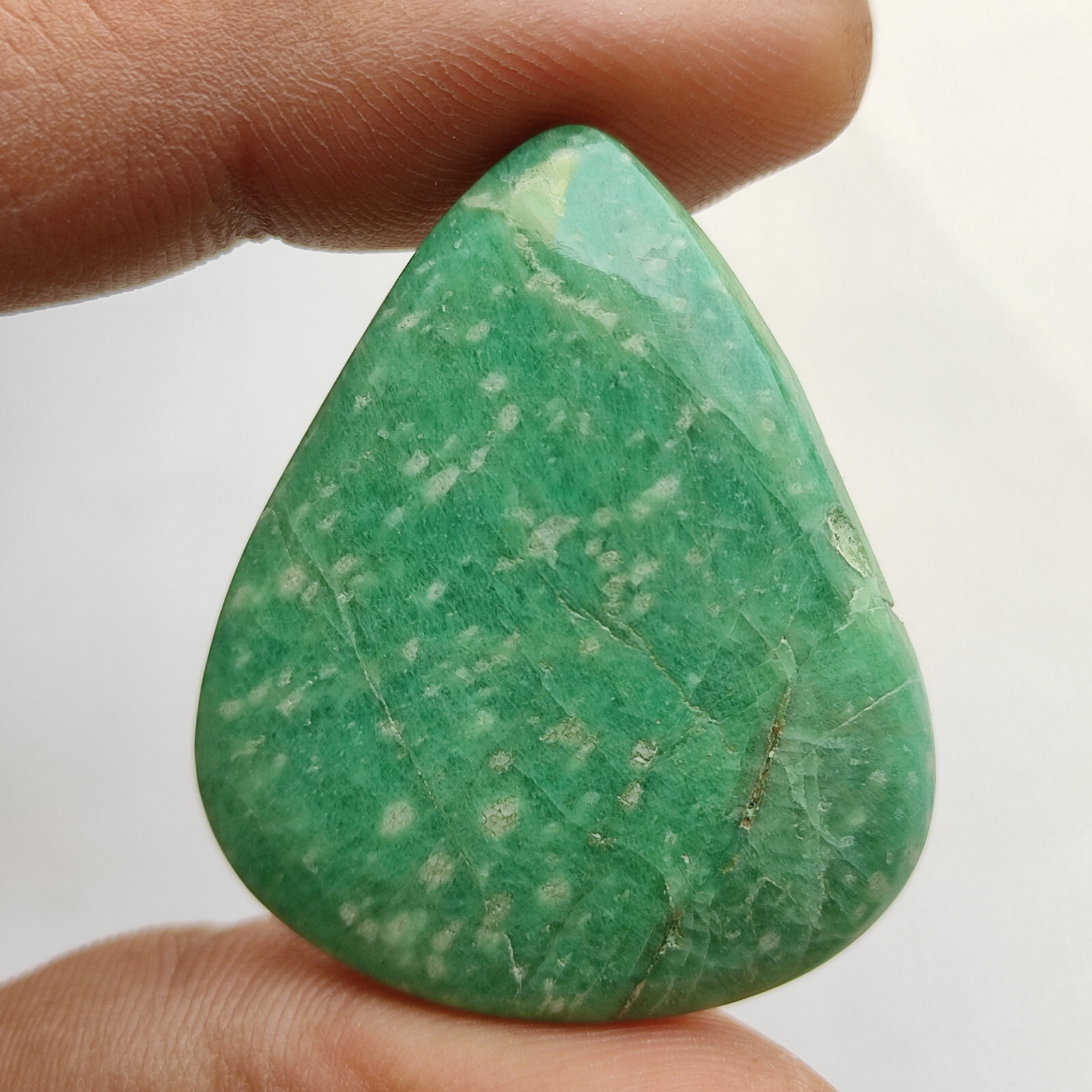 Green white amazonite flatback cabochon Designer amazonite loose gemstone C5273