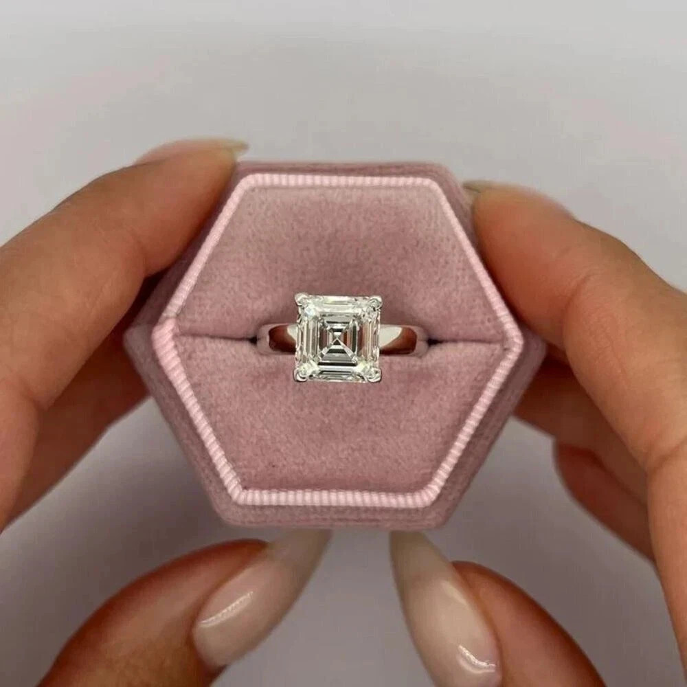 IGI 3 CT Asscher F/VS1 Lab Grown Diamond Engagement Women Ring 14k White Gold