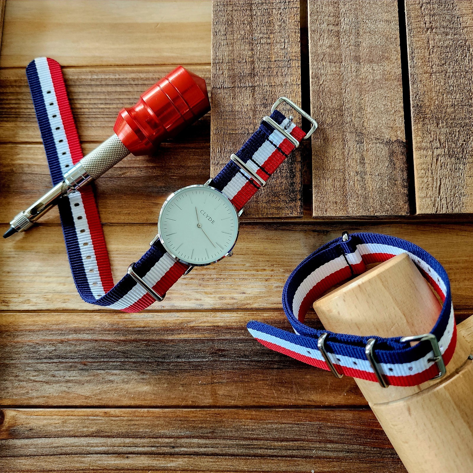 NATO G10® Watch Strap 18mm-24mm Red White Blue Ballistic Nylon Military Band USA