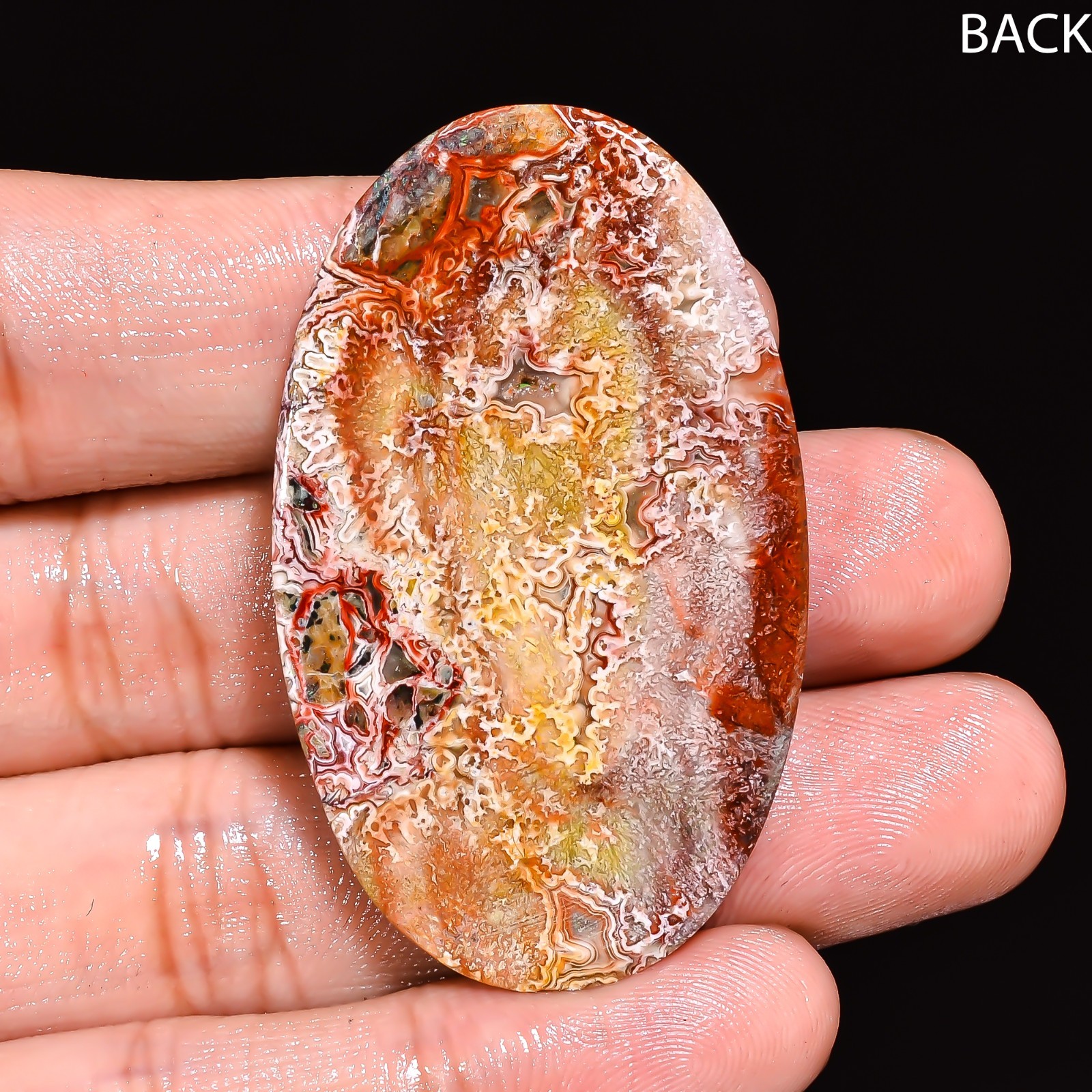 Natural Crazy Lace Agate Oval Shape Cabochon Loose Gemstone 48X29X4 MM 55 Cts.