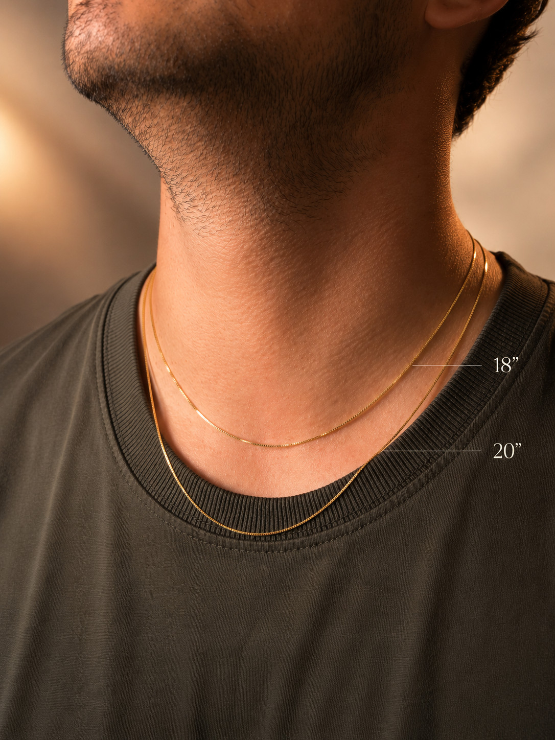 14K Solid Gold Diamond Cut Box Chain 0.7mm 0.8mm Necklace 16″ 18″ 20″
