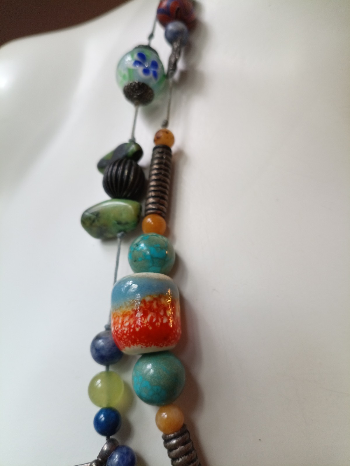 VNTG Artisan African Necklace with Various Beads&Gemstones. Read All Description
