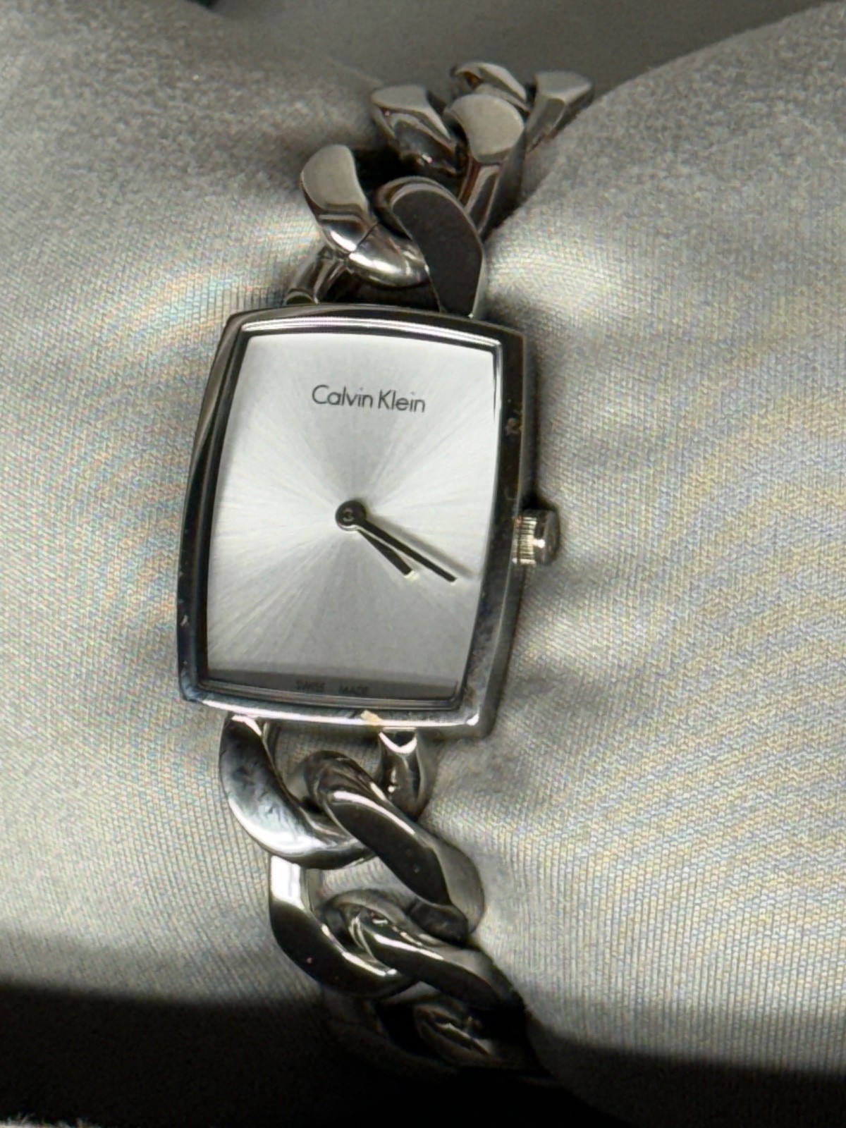 Women’s Calvin Klein Swiss Made Watch K5D 2M1 Stainless Steel Silver Tone Chain