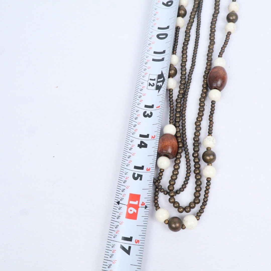 VTG Boho Ethnic Tribal Long Wood Beaded Necklaces (6) Earth Tones