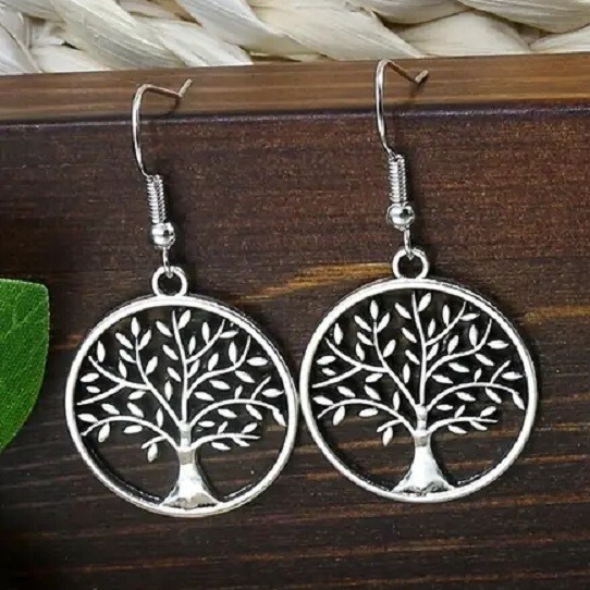 Elegant Unique 925 Sterling Silver Fashion Jewelry Charm Tree of Life Earrings