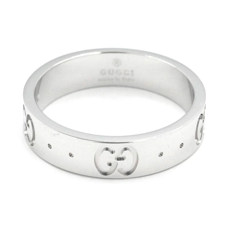 Gucci Icon Slim Ring US 4.5 7.5 K18WG Interlocking G Flat Logo