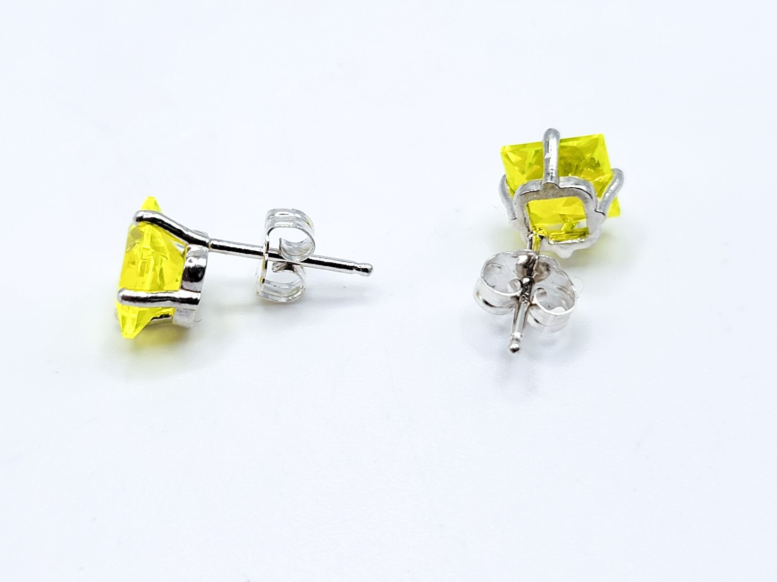 Sterling Fluorescent YAG Yellow Yttrium Aluminum Garnet Earrings 925 Silver