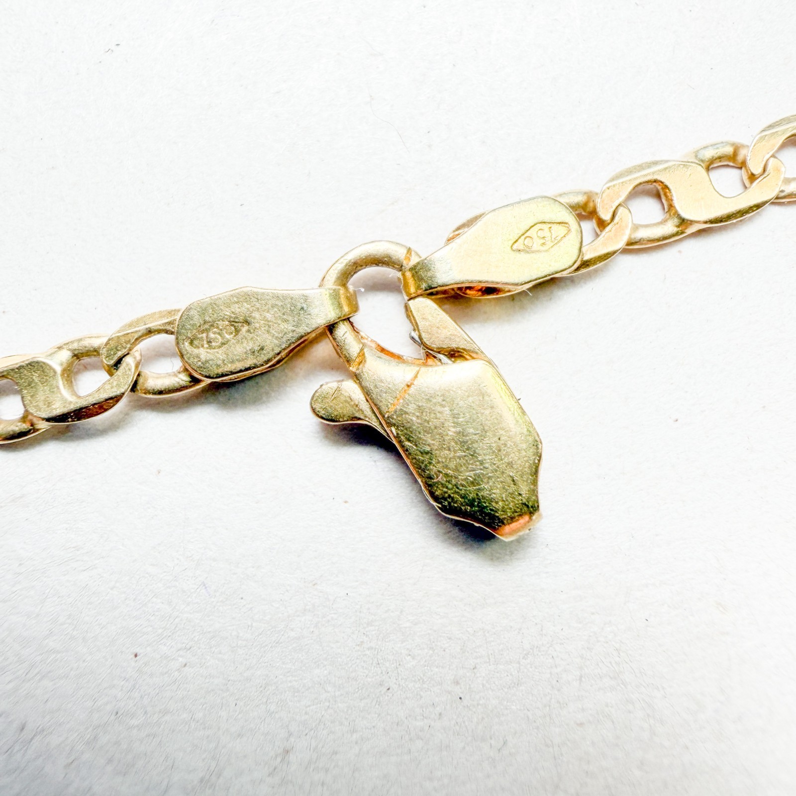 18K Yellow Gold Mariner Anchor Chain Necklace Solid Made in Italy 13.3g 25in 3mm
