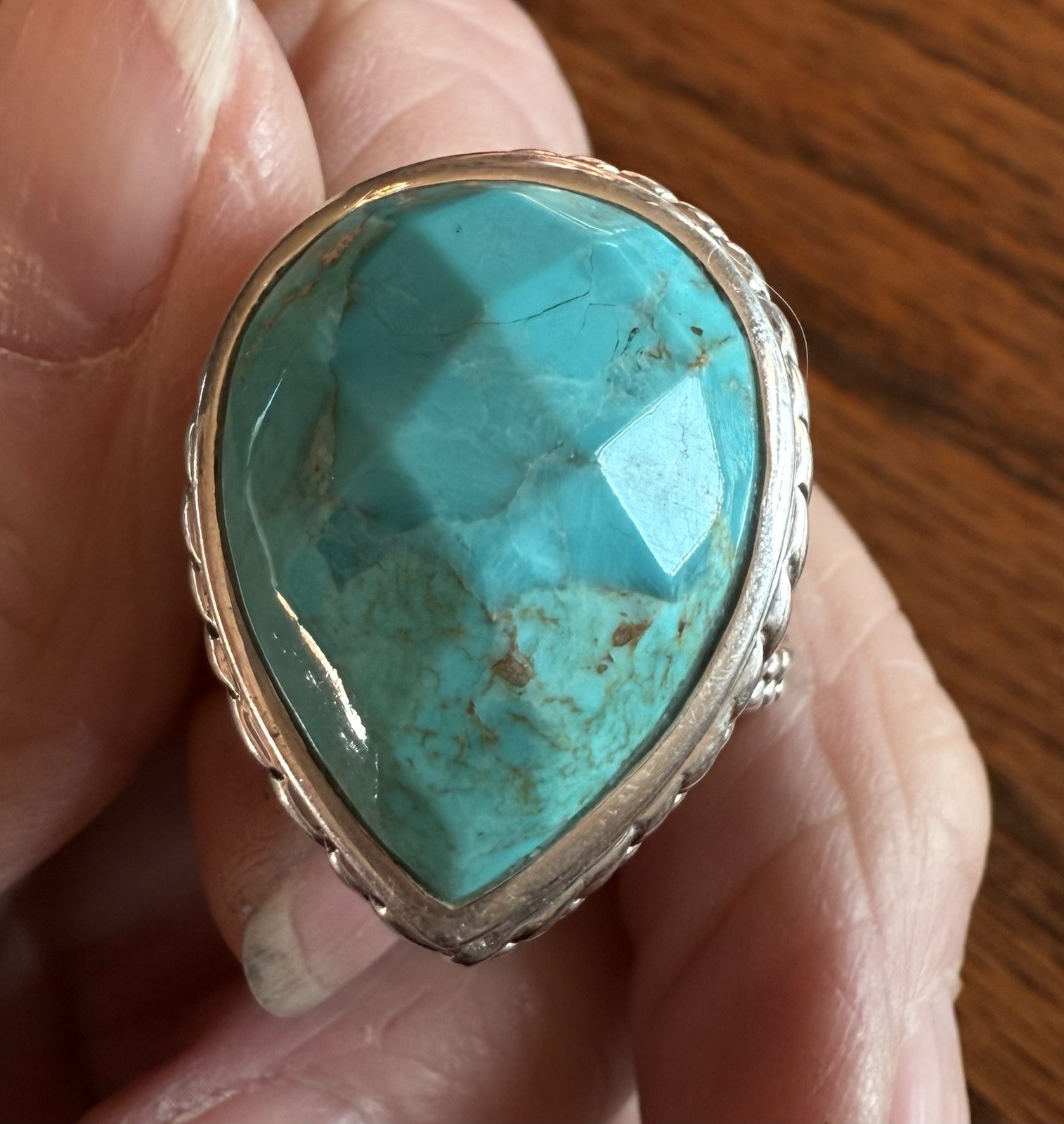 marked 925 sterling silver Barse shiny bright modern Turquoise ring Sz 9 75 New
