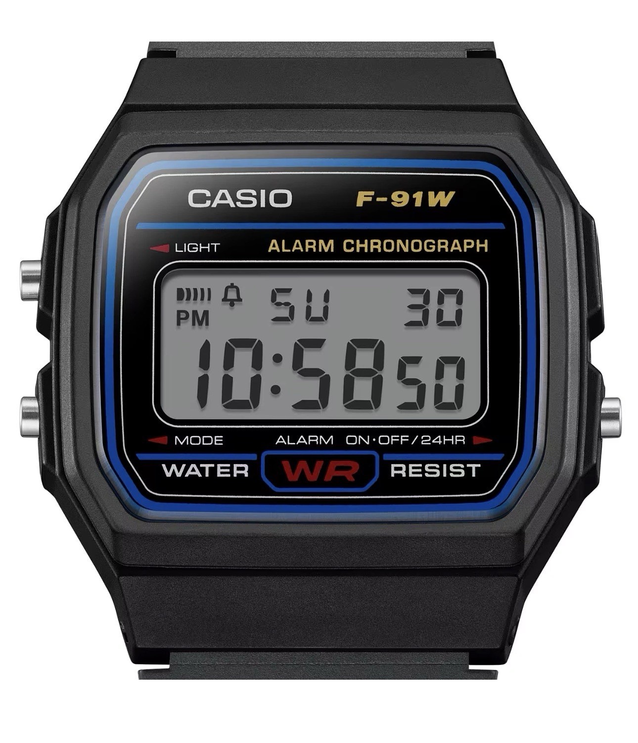 Casio F-91W Retro Digital Watch Black Resin Strap Alarm LED Light New In Box